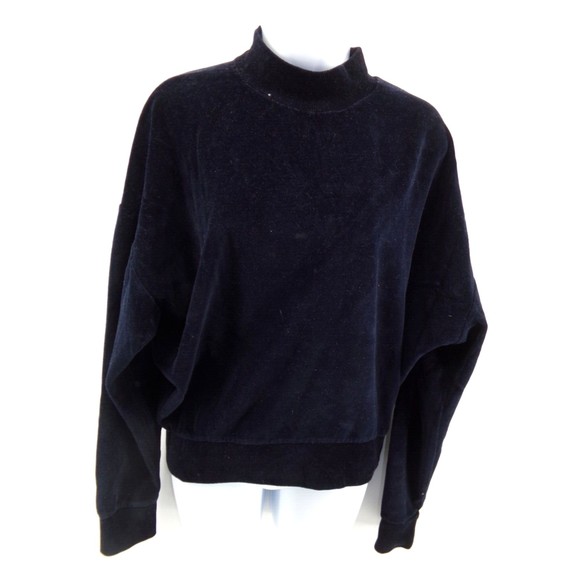 Topshop Sweaters - Topshop Womens Velvet Sweatshirt Pull over Top Sweater 6 US black  (OR Dark Blue